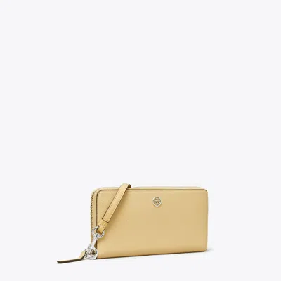Tory Burch Robinson Pebbled Zip Continental Wallet In Brown