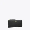 Tory Burch Robinson Pebbled Leather Zip Slim Wallet In Black