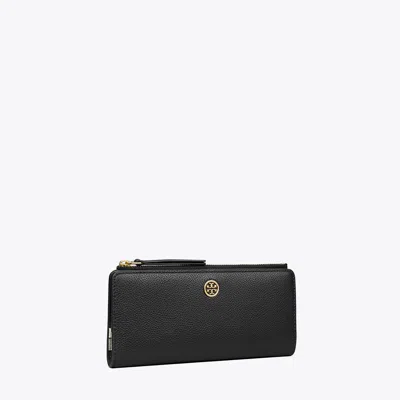 TORY BURCH ROBINSON PEBBLED ZIP SLIM WALLET