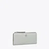 Tory Burch Robinson Pebbled Zip Slim Wallet In Gray