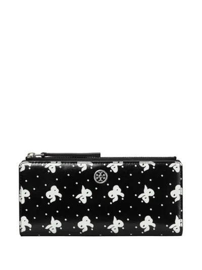 Tory Burch Robinson Printed Wallet In Black