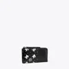 Tory Burch Robinson Printed Zip-top Card Case In Black Tossed Bow