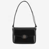 Tory Burch Robinson Shiny Leather Shoulder Bag In Black