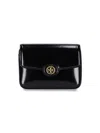 Tory Burch "robinson" Shoulder Bag In Black Brushed Patent Leather