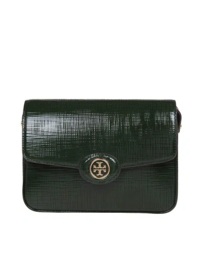 Tory Burch Robinson Shoulder Bag In Embossed Leather In Black