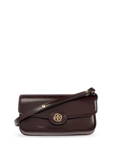 Tory Burch Robinson Spazzolato East/west Shoulder Bag In Brown