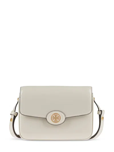 Tory Burch Robinson Spazzolato Shoulder Bag In Shea Butter