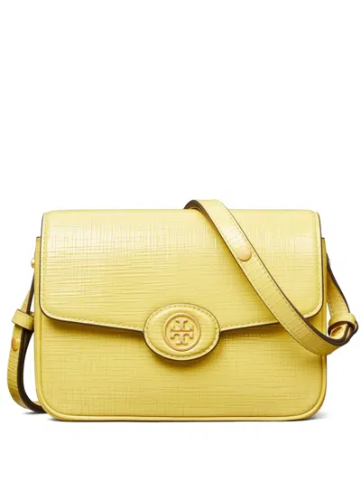 Tory Burch Robinson Crosshatched Convertible Shoulder Bag In Butter Mint