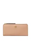Tory Burch Robinson Pebbled Leather Zip Slim Wallet In Neutrals