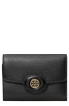 Tory Burch Robinson Small Pebbled Leather Wallet In Black