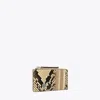 Tory Burch Robinson Snake Embossed Zip Card Case In Coriander/black Multi