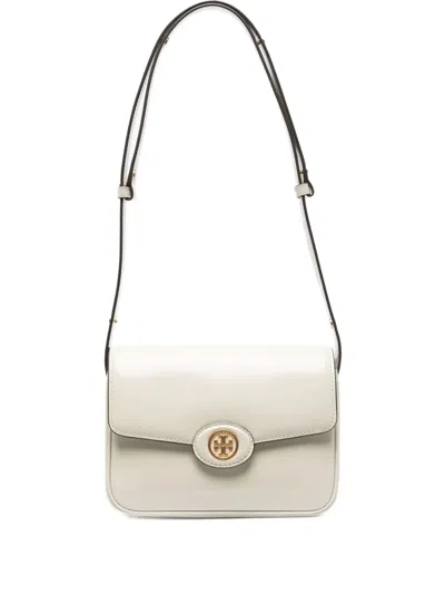 Tory Burch Robinson Spazzolato Adjustable-strap Shoulder Bag In White