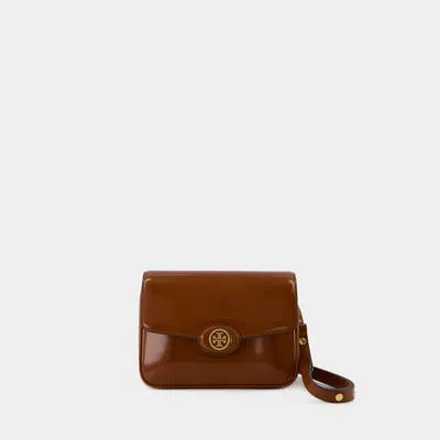 TORY BURCH ROBINSON SPAZZOLATO BAG - TORY BURCH - LEATHER - BROWN