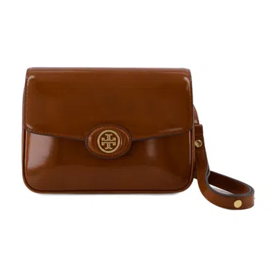 Tory Burch Robinson Spazzolato Leather Convertible Shoulder Bag In Dark Sienna