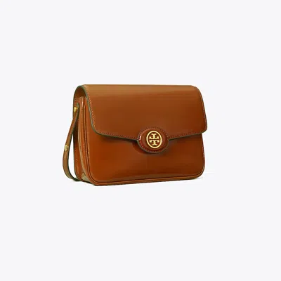 Tory Burch Robinson Spazzolato Convertible Shoulder Bag In Dark Sienna