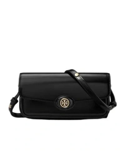 Tory Burch Robinson Spazzolato Cross Body Bag In Black
