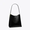 Tory Burch Robinson Spazzolato Leather Hobo Bag In Black