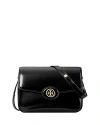 Tory Burch Robinson Spazzolato Leather Convertible Shoulder Bag In Black/brass