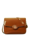 Tory Burch Robinson Spazzolato Leather Convertible Shoulder Bag In Dark Sienna