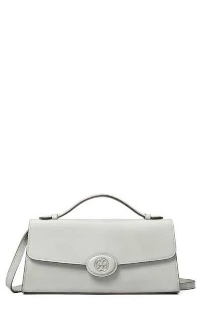 Tory Burch Robinson Spazzolato Leather Convertible Shoulder Bag In Light Granite