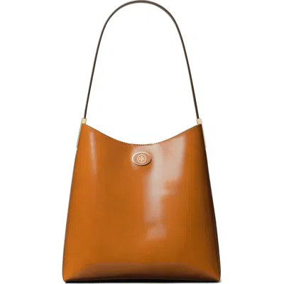 Tory Burch Robinson Spazzolato Leather Hobo Bag In Brown