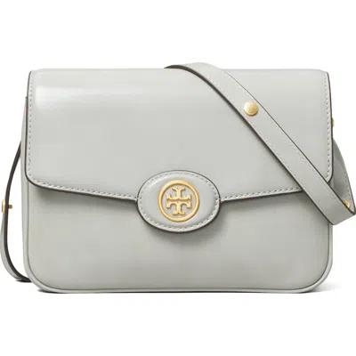 Tory Burch Robinson Spazzolato Leather Convertible Shoulder Bag In Light Granite