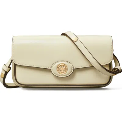 Tory Burch Brushed East West Shoulder Bag With Brass In White