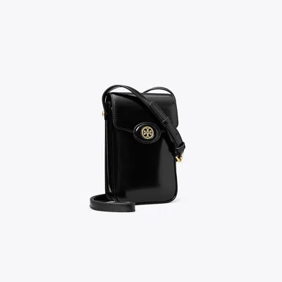 Tory Burch Robinson Spazzolato Phone Crossbody In Black