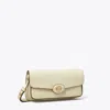 Tory Burch Robinson Spazzolato Rectangular Shoulder Bag In White
