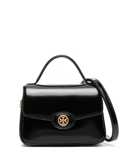 Tory Burch Robinson Spazzolato Shoulder Bag In Black