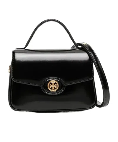Tory Burch Robinson Spazzolato Shoulder Bag In Black