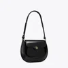 Tory Burch Robinson Spazzolato Small Flap Bag In Black
