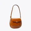 Tory Burch Robinson Spazzolato Small Flap Bag In Dark Sienna