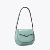 Tory Burch Robinson Spazzolato Small Flap Bag In Deep Turquoise