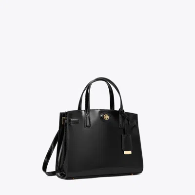 Tory Burch Robinson Spazzolato Small Satchel In Black