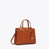 Tory Burch Robinson Spazzolato Small Satchel In Dark Sienna