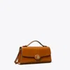 Tory Burch Robinson Spazzolato Top-handle Chain Wallet In Dark Sienna