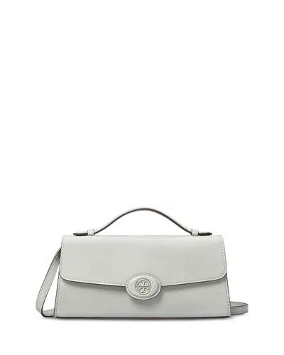 Tory Burch Robinson Spazzolato Leather Convertible Shoulder Bag In Light Granite