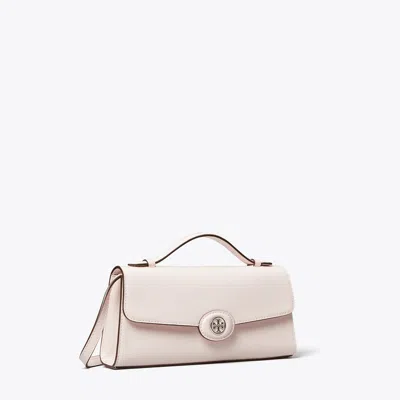 Tory Burch Robinson Spazzolato Top-handle Chain Wallet In Powder Pink