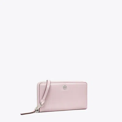 Tory Burch Robinson Spazzolato Zip Continental Wallet In Primrose