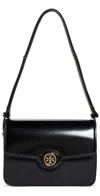 Tory Burch Robinson T Monogram Convertible Shoulder Bag Black In Black