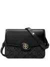 Tory Burch Robinson T Monogram Shoulder Bag In Black