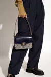 Tory Burch Robinson T Monogram Convertible Shoulder Bag In Navy Blue