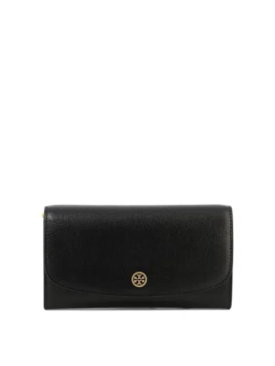 Tory Burch "robinson" Wallet On Chain In Black