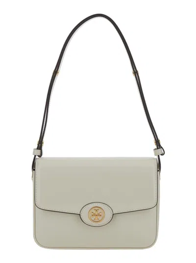 Tory Burch 'robinson' White Crossbody Bag With Double T Logo Plaque