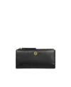 Tory Burch Robinson Pebbled Leather Zip Slim Wallet In Black