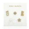TORY BURCH TORY BURCH ROLLED GOLD/NEW IVORY LUCKY WATER RABBIT 5 PC EARRING SET
