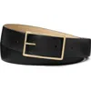 Tory Burch Roller Buckle Leather Belt In Black