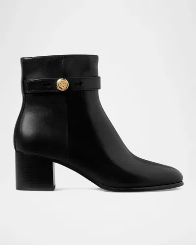 Tory Burch Romy 50mm Leather Ankle Boot In Black