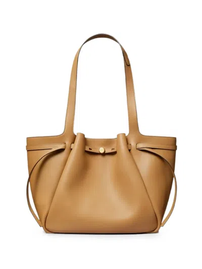 Tory Burch Romy Pebbled Leather Tote Shoulder Bag In Neutral
